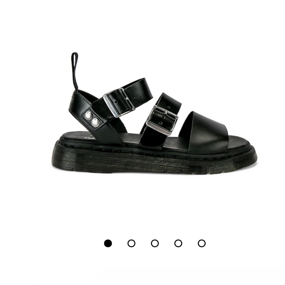 Dr. Martens Black Leather Buckle Platform Sandals